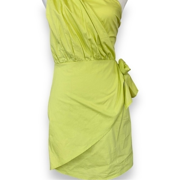 New Missguided Lime Green One Shoulder Tie Side Mini Dress Size 0 - Picture 5 of 16